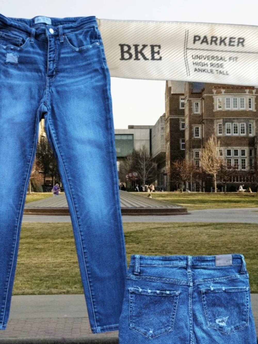 BKE Jeans Womens 28(27x29) Blue Denim Parker High Rise Ankle TALL Skinny Stretch